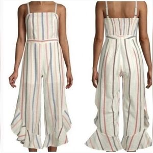 Anthropologie Everly Vertical Crop Wide Leg Jumpsuit Small‎ Boho Striped Cotton